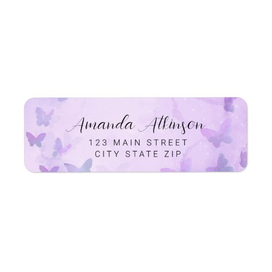 Étiquette Un petit Baby shower pourpre à papillon (Devant)