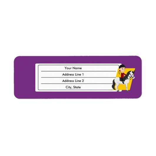 Étiquette Une fille à cheval dessin animé (Devant)