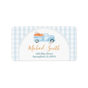 Étiquette Une petite adresse de Baby shower Citrouille Blue