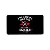 Étiquette Une Vache De Poulet De Cochon Se Promène Dans Un B (Devant)