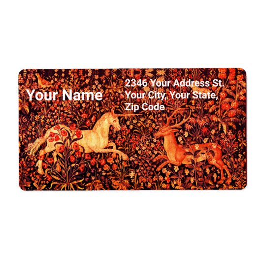 Étiquette UNICORN ET CERFS, FLEURS, ANIMAUX FORESTIERS Flora (Devant)