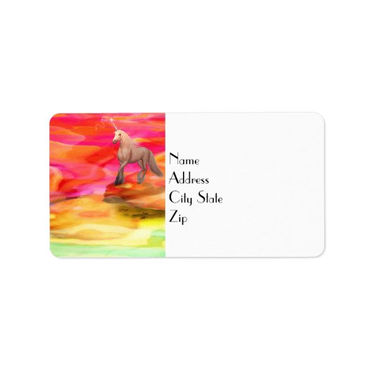 Étiquette Unicorne dans le désert peint (Devant)