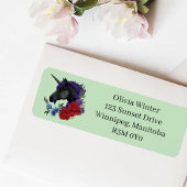 Étiquette Unicorne noire violet Fleurs de Sage Rouge