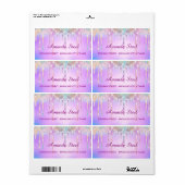 Étiquette Unicorne rose mignonne Parties scintillant arc-en- (Feuille entière)