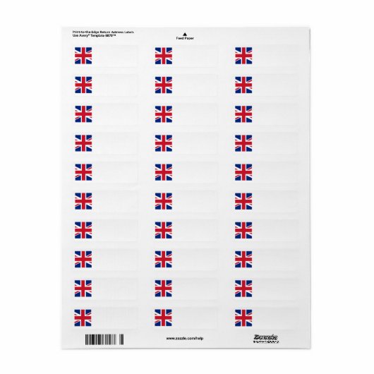 Étiquette Union Jack (Feuille entière)