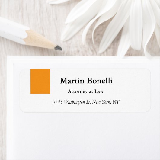 Étiquette Unique Classique Simple Orange & Blanc (En situation)