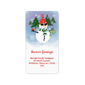 Étiquette Unique Funny Snowman sapin de Noël Adresse de reto (Devant)