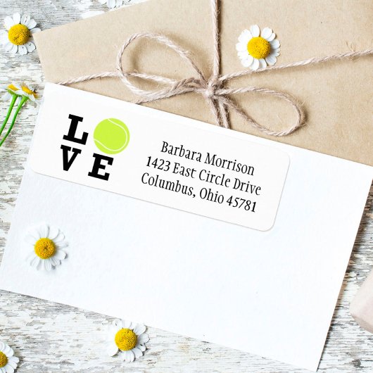 Étiquette Unique J'aime Tennis avec balle jaune