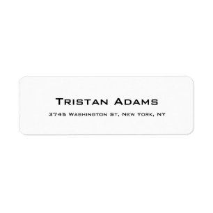 Étiquette Unique Moderne Élégant Plain Noir & Blanc Lisible