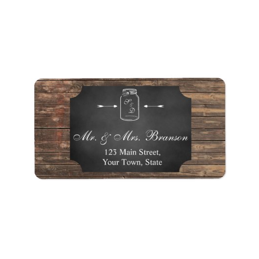 Étiquette Unique Rustique Mason Jar Chalkboard Personnalisé  (Devant)