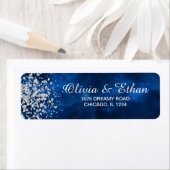 Étiquette Univers bleu avec Confetti argenté (En situation)