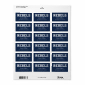 Étiquette Université du Mississippi | Wordmark Rebels (Feuille entière)