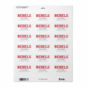Étiquette Université du Mississippi | Wordmark Rebels (Feuille entière)