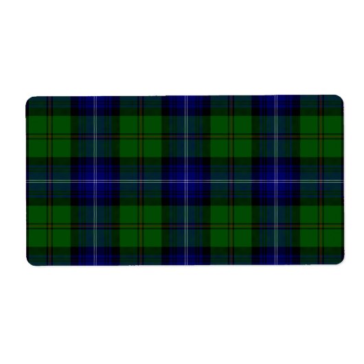 Étiquette Urquhart tartan bleu vert plaid (Devant)