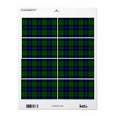 Étiquette Urquhart tartan bleu vert plaid (Feuille entière)