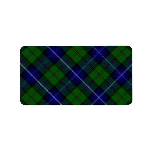 Étiquette Urquhart tartan bleu vert plaid (Devant)