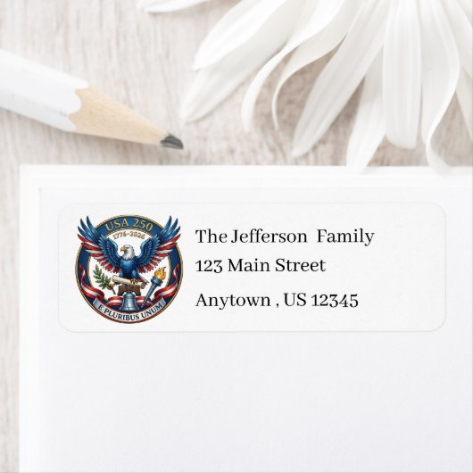 Étiquette USA 250 Eagle return address (En situation)