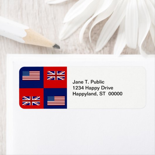 Étiquette USA Flag & UK Flag Pattern (En situation)