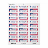 Étiquette USA Patriotique Pays Américain Drapeau Rouge Blanc (Feuille entière)