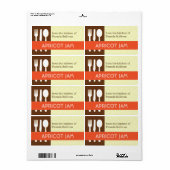 Étiquette Ustensile orange brun de la cuisine de bocal étiqu (Feuille entière)