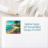 Étiquette Vacances Aloha Océan Tropical (En situation)