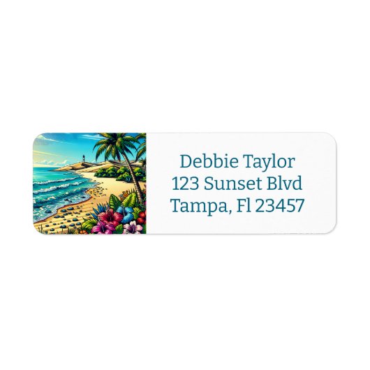 Étiquette Vacances Aloha Océan Tropical (Devant)