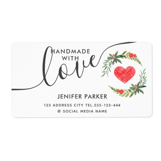 Étiquette Vacances aquarelle couronne sainte faite main avec (Devant)