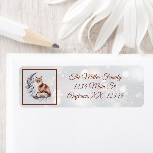 Étiquette Vacances aquarelle foin et neige (En situation)