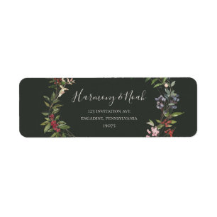 Étiquette Vacances Chic Botanique   Dark Green Adresse de re