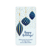 Étiquette Vacances de Noël en or bleu (Devant)