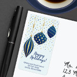 Étiquette Vacances de Noël en or bleu<br><div class="desc">Étiquettes de vacances que vous pouvez utiliser pour n'importe quoi! Elégant bleu et or de Noël ornements et points sur un arrière - plan bleu pâle avec vos détails en lettrage chic. Tout le texte, les polices, les couleurs de police et la couleur arrière - plan peuvent être modifiés, cliquez...</div>