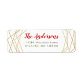 Étiquette Vacances de Noël géométrique rouge et vert or (Devant)