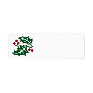 Étiquette Vacances de Noël Green Holly et Red Berries