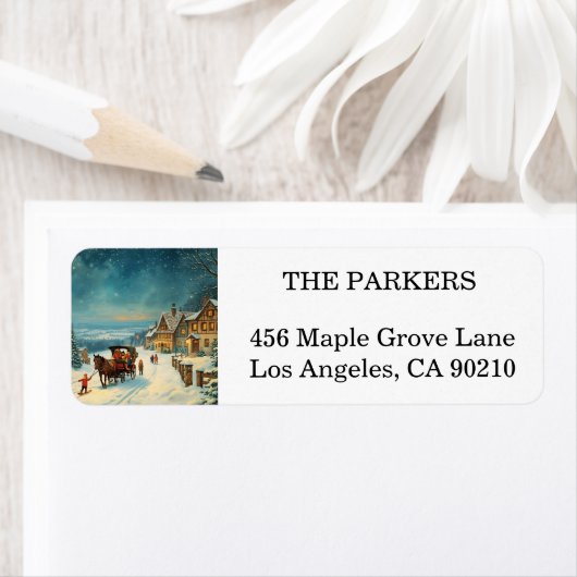 Étiquette Vacances de Noël Holly Berry Adresse de retour (En situation)