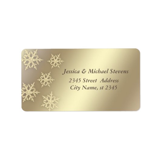 Étiquette Vacances de Noël luxe or tendance flocon de neige (Devant)