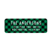 Étiquette Vacances de Plaid de Buffalo Vert et Noir (Devant)