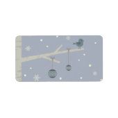 Étiquette Vacances d'hiver forêt xmas arbre bleu oiseau dess (Devant)