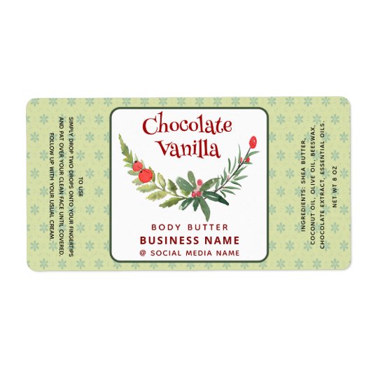 Étiquette Vacances holly brunch typographie produit étiquett (Devant)