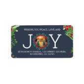 Étiquette Vacances Joie photo Noël adresse de retour (Devant)