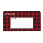Étiquette Vacances Red Buffalo Plaid Tartan Livraison (Devant)