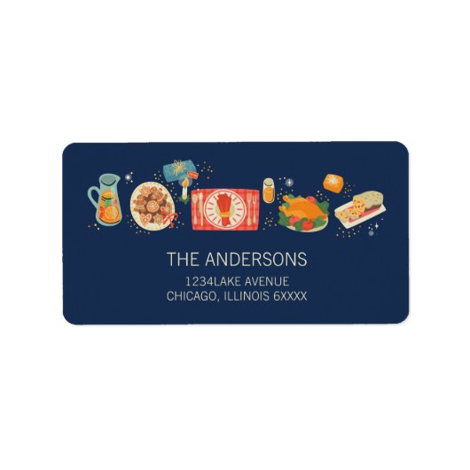 Étiquette Vacances Repas Tidings De Confort & Joie Adresse (Devant)