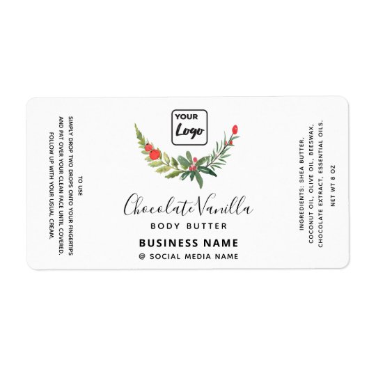 Étiquette Vacances typographie noir blanc logo produit (Devant)