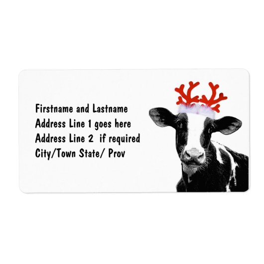 Étiquette Vache avec Antlers de rennes (Devant)