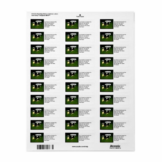 Étiquette Vache drôle à penser (Feuille entière)