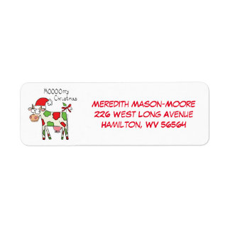 Étiquette Vache Drôle Caricature Noël