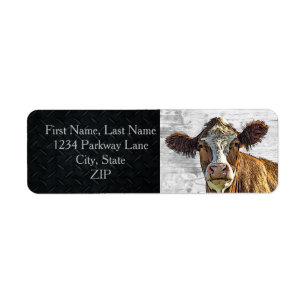 Étiquette Vache laitière Red Holstein jolie ferme Adresse de