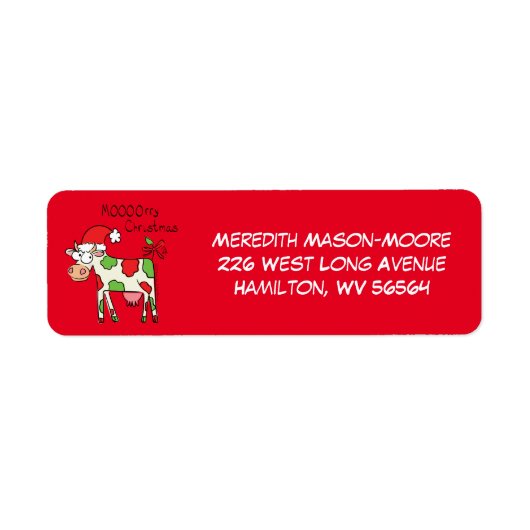 Étiquette Vache Noël mignon Enfants (Devant)