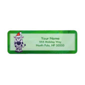 Étiquette Vache Noël sur vert (Devant)