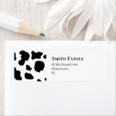 Étiquette Vache noire et blanche (En situation)