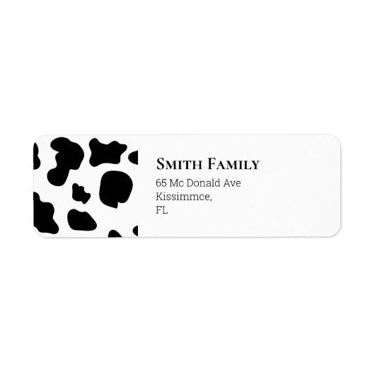 Étiquette Vache noire et blanche (Devant)